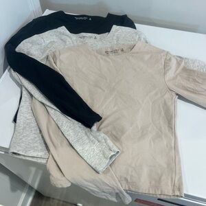 Long Sleeve T-Shirts in Black, Gray, and Beige